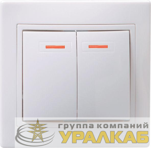 Выключатель 2-кл. СП Кварта 10А IP20 ВС10-2-1-КБ с индикацией бел. IEK EVK21-K01-10-DM