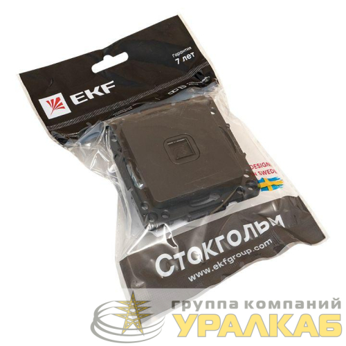 Розетка телефонная 1-м Стокгольм механизм черн. PROxima EKF EZT01-034-10 детальная картинка