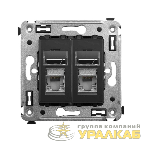 Розетка компьютерная 2-м RJ-45 СП кат.5e экранированная Avanti "Черный матовый" DKC 4412364 детальная картинка