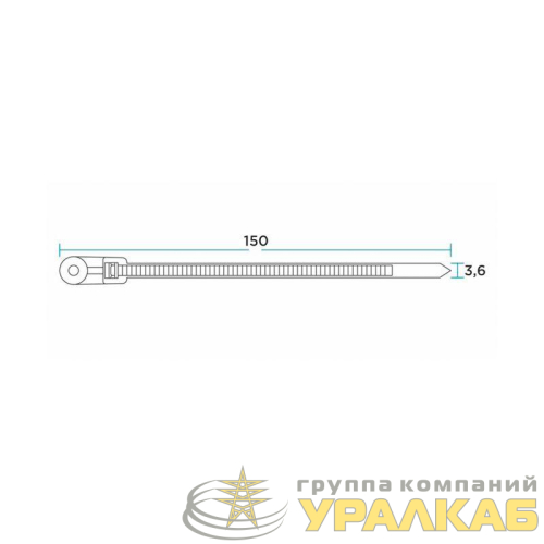 Хомут кабельный под винт 3.6х150 нейл. черн. (уп.100шт) Rexant 07-0155