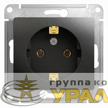 Розетка 1-м СП 1мод. Glossa 16А IP20 с заземл. механизм антрацит SE GSL000743