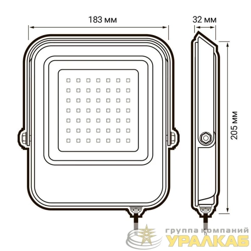 Прожектор светодиодный PFL-V 50Вт 6500К IP65 ДО JazzWay 5039735