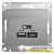 Розетка USB Glossa тип A+C 5В/2.4А 2х5В/1.2А механизм алюм. SE 