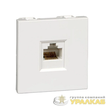 Розетка компьютерная 1-м W45 RJ45 кат.5E 45х22.5 R9003 бел. SchE RIN-145K5E-B
