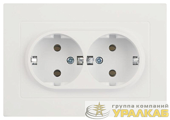 Розетка Accent 6-205-01М 2X2P+E Schuko 16А-250В IP20 СУ AL/CU бел. матов. Intro Б0063487