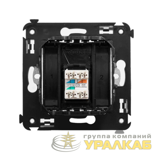 Розетка телефонная 1-м RJ-12 СП Avanti "Черный матовый" DKC 4412313 детальная картинка
