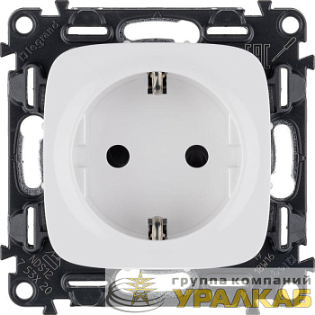 Механизм розетки 1-м СП Valena Allure 16А IP20 250В 2P+E защ. шторки безвинт. клеммы с лицев. панелью бел. Leg 753720