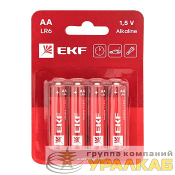 Элемент питания алкалиновый AA/LR6 (блист.4шт) EKF LR6-BL4