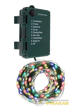 Гирлянда "Роса" DC-G06-120M 120 RGB microLED 12.1м. 8реж. 3хAA ФАZА 5059610
