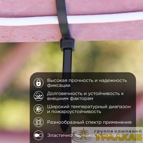 Хомут кабельный 7.6х300 нейл. черн. (уп.100шт) Rexant 