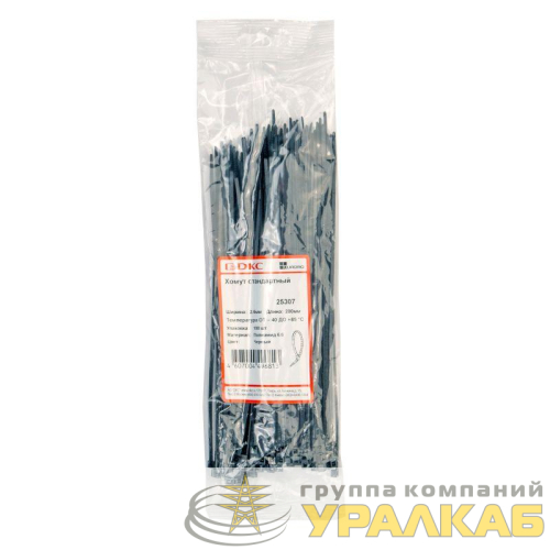 Хомут кабельный 2.6х200 полиамид черн. (уп.100шт) DKC 25307 детальная картинка