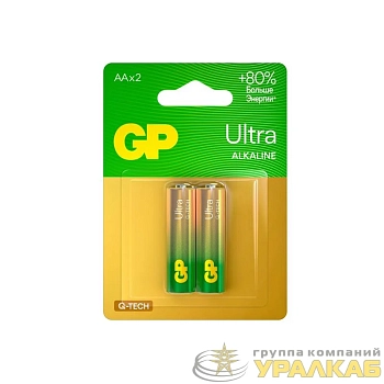 Элемент питания алкалиновый AA/LR6 1.5В Ultra Alkaline G-Tech 15AUA21-2CRSBC2 20/80 (блист.2шт) GP 