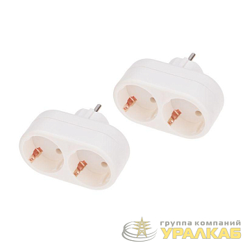Разветвитель 2-м с заземл. 16А IP20 бел. (уп.2шт) Rexant 11-1075-2