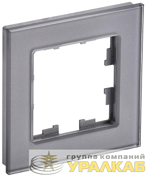 Рамка 1-м BRITE РУ-1-2-БрСе стекло сер. IEK BR-M12-G-K03