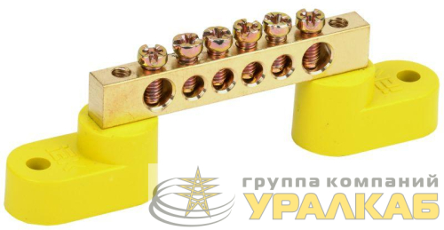 Шина PE "земля" ШНИ-6х9-6-У2-Ж на двух угловых изоляторах IEK YNN10-69-6C2-K05 детальная картинка