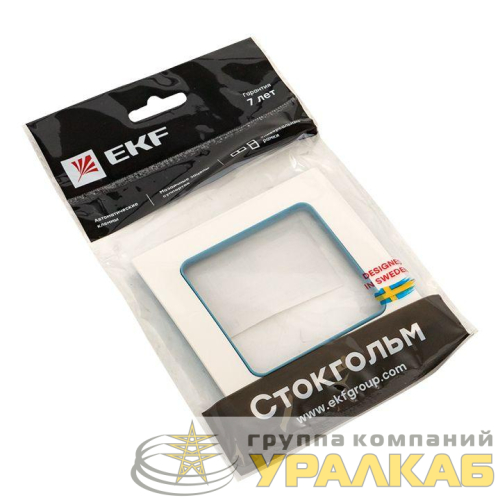 Рамка 1-м Стокгольм бел. с линией цвета син. PROxima EKF EXM-G-304-30 детальная картинка
