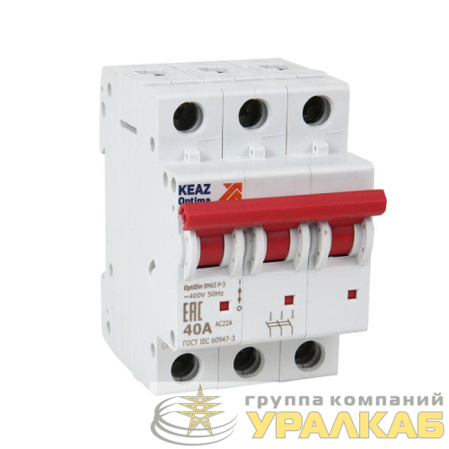 Выключатель нагрузки модульный 3п 40А OptiDin BM63Р УХЛ3 КЭАЗ 