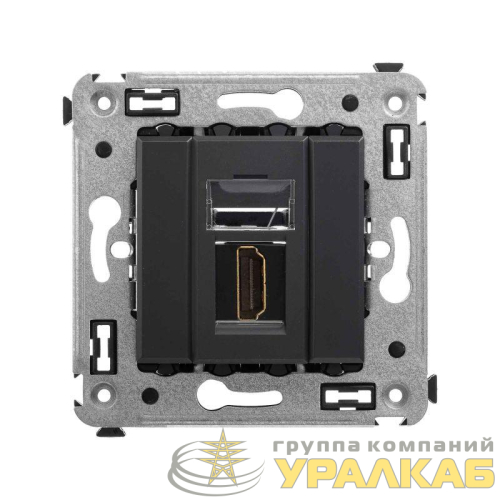 Розетка HDMI 1-м СП Avanti "Черный матовый" тип А-А DKC 4412253 детальная картинка