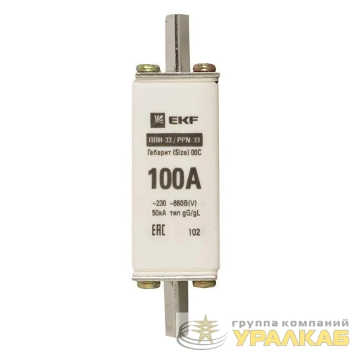 Вставка плавкая ППН-33 100/100А 50кА габарит 00С PROxima EKF fus-33/100 детальная картинка
