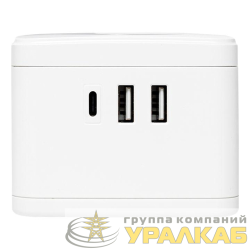 Удлинитель "Куб" 2х1.3м 2USB 2.4А+Type C + Ночник 1кв.мм EKF UBA-CUB-2-TC детальная картинка