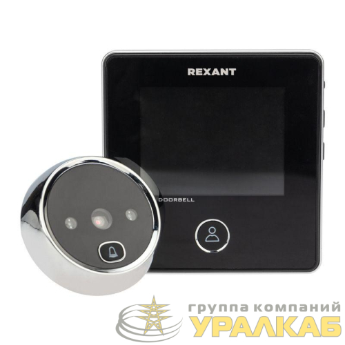 Видеоглазок дверной DV-113 с цветным LCD-дисплеем 2.8дюйм с функцией звонка и записи фото встр. аккум. Rexant 45-1113