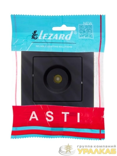 Розетка телевизионная оконечная TV СП ASTI IP20 в сборе черн. бархат LEZARD 