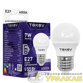 Лампа светодиодная 7Вт G45 4000К Е27 176-264В TOKOV ELECTRIC TKE-G45-E27-7-4K