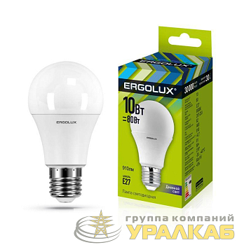 Лампа светодиодная LED-A60-10W-E27-6500K грушевидная ЛОН 172-265В Ergolux 12879