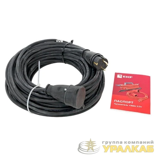 Удлинитель-шнур 1х30м с заземл. 16А IP44 Зевс 2.0 4кВт КГ 3х2.5 PROxima EKF USB02-16-325-1-30-IP44 детальная картинка