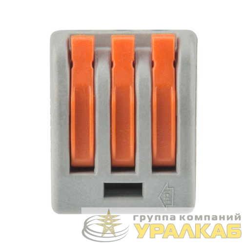 Клемма строительно-монтажная СМК 222-413 3-проводная 0.08-2.5/4кв.мм сер. (уп.50шт) Rexant 07-5253-4 детальная картинка