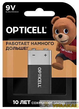 Элемент питания алкалиновый "крона" 6LR61 9В (блист. 1шт) Basic Opticell /6051003