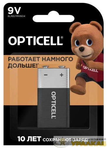 Элемент питания алкалиновый "крона" 6LR61 9В (блист. 1шт) Basic Opticell /6051003