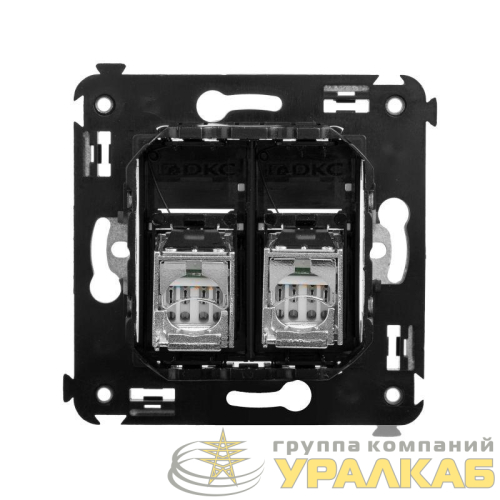 Розетка компьютерная 2-м RJ-45 СП кат.5e экранированная Avanti "Черный матовый" DKC 4412364 детальная картинка