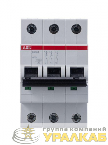 Выключатель автоматический модульный 3п C 40А 6кА S203 C40 ABB 2CDS253001R0404