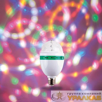 Лампа светодиодная "Диско" 6Вт 3LED RGB E27 230В IP20 80х80х195мм Neon-Night 601-253