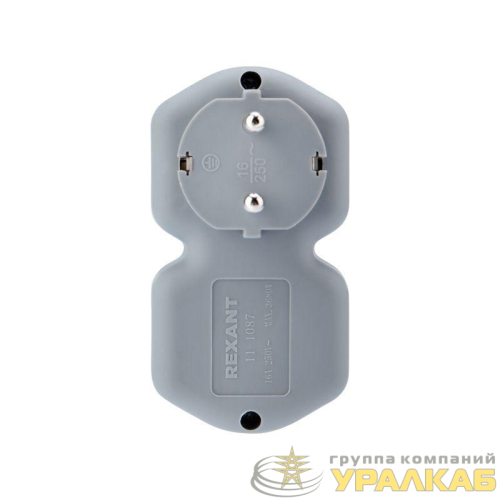Разветвитель 2-м с заземл. 16А IP20 защ. шторки бел. Rexant 11-1087 детальная картинка