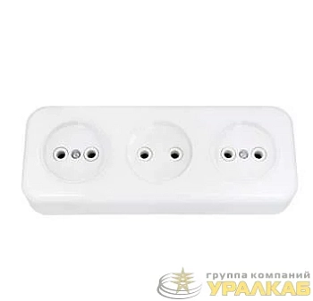 Розетка 3-м ОП 16А IP20 без заземл. бел. Bylectrica 