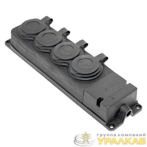 Колодка 4-м 16А IP44 2P+PE 230В с защ. крышками каучук PROxima EKF 