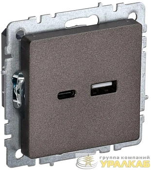 Розетка BRITE USB A+C 18Вт РЮ11-1-БрТБ механизм бронза IEK BR-U22-018-K45
