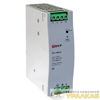 Блок питания на DIN-рейку 120Вт Uвх ~ 220В AC Uвых - 24В DC постоянного тока EKF DR-E-120W-24
