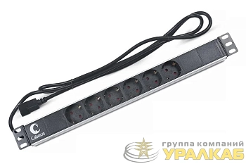 Блок евророзеток для 19дюйм шкафов PDU-6P-2IEC горизонт. 6 розеток 10А без выключателя алюм. корпус шнур 2м вилка IEC 320 C14 Cabeus 7289c