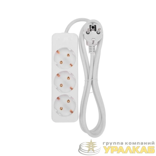 Удлинитель 3 гнезда 1.5м 3х0.75кв.мм с/з бел. PROCONNECT 13-4208 детальная картинка