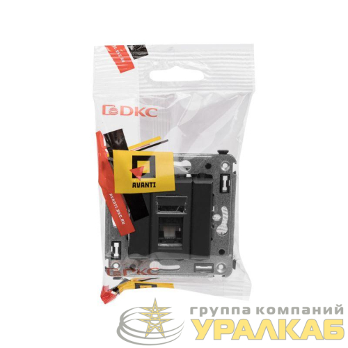 Розетка компьютерная 1-м RJ-45 СП кат.5e Avanti "Черный матовый" DKC 4412463 детальная картинка