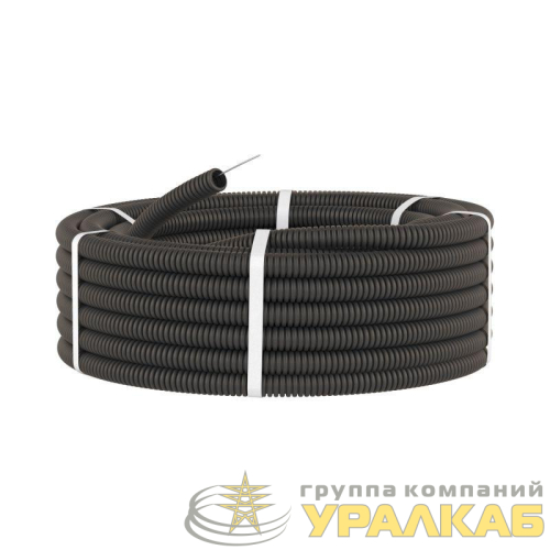 Труба гофрированная ПВХ гибкая легкая d25мм с протяжкой черн. (уп.50м) DKC 
