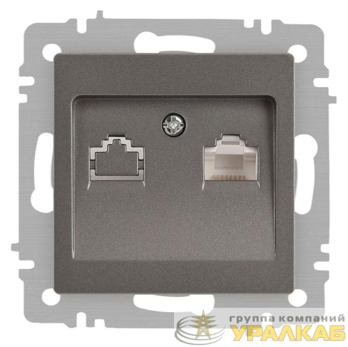 Розетка Accent 6-303-09 информационная RJ45 IP20 СУ титан Intro Б0063642 детальная картинка