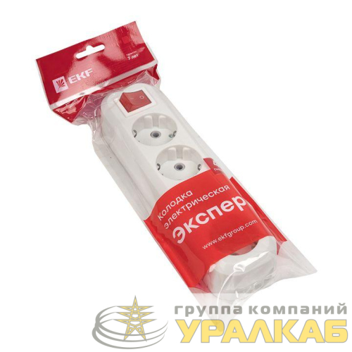 Колодка удлинителя 4-м с заземл. 16А Эксперт 3.5кВт с выкл. PROxima EKF 