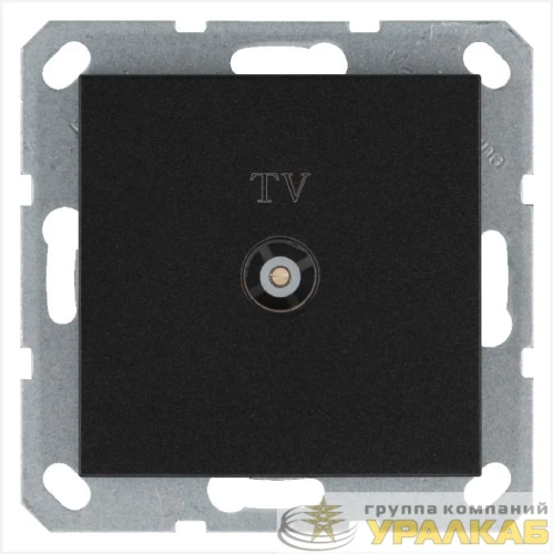 Розетка телевизионная оконечная TV Ф9.5мм механизм антрацит Jasmart 
