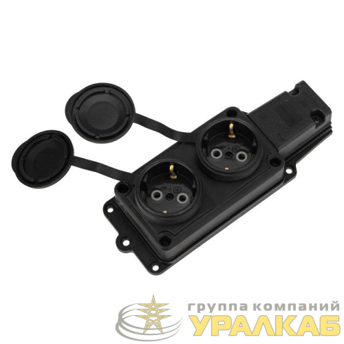 Колодка удлинителя 2-м 16А IP44 230В 2P+PE влагозащ. каучук PROCONNECT 111-112-4 детальная картинка