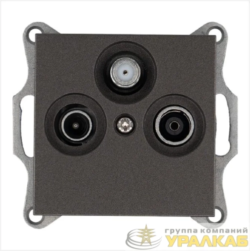 Розетка телевизионная оконечная TV + FM + SAT 3-м Ф9.5мм механизм мокко Jasmart G6206Z детальная картинка