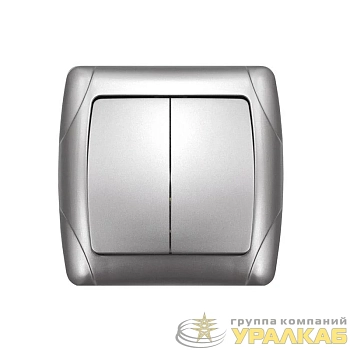 Выключатель 2-кл. СП Маргарита 10А IP20 серебр. UNIVersal 